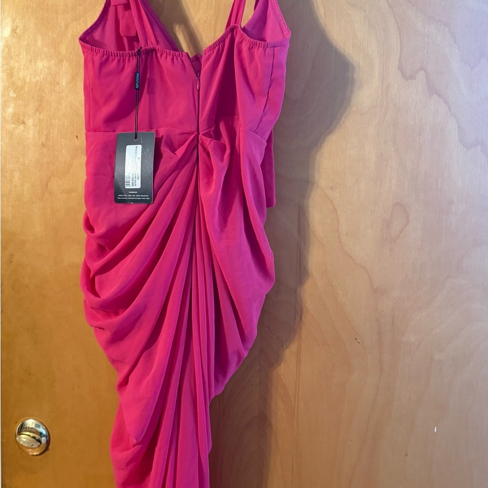 PrettyLittleThing Fuchsia Asymmetrical Dress